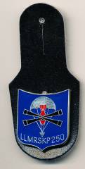 Pocket Badge Airborne Mortar Company 250 CALW, painted/epoxy coated, pinback, Rettenmeier