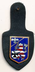 Pocket Badge Area Defense Command 43 DARMSTADT, hard enamel, pinback, Zinn made in Taiwan