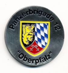 Coin Panzerbrigade 12 AMBERG, 1. Ausführung Schrift schwarz, 40 mm