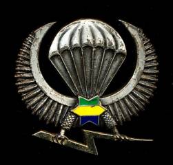 Fallschirmspringerabzeichen Gabun, Metall, gebraucht, Drago/Paris