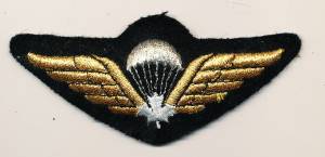 Fallschirmspringerabzeichen Kanada, weißes Ahornblatt, gestickt, Metallfaden, dick gepolsterte Ausführung
