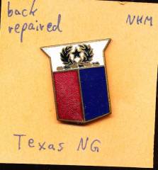 Unit Crest Texas National Guard, Rückseite repariert, ohne Hersteller