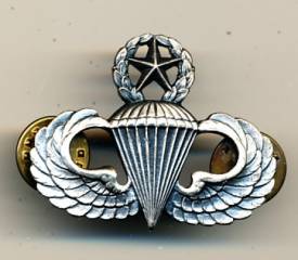 Fallschirmspringerabzeichen US Army Master, altsilber, Originalgröße