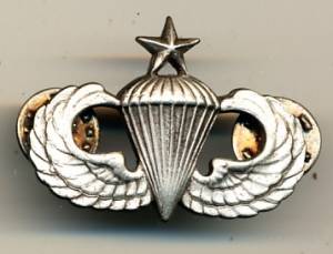 Fallschirmspringerabzeichen US Army, Senior, altsilber, Originalgröße