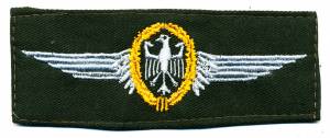 Pilot Wing, silver on olive green, gold wreath