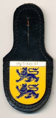 Pocket Badge Verfügungstruppenkommando 41 SCHLESWIG, hard enamel, clasps, no hallmark