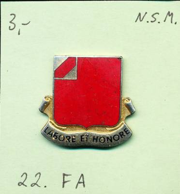 Unit Crest 22nd Field Artillery, Stacheln, N.S. Meyer