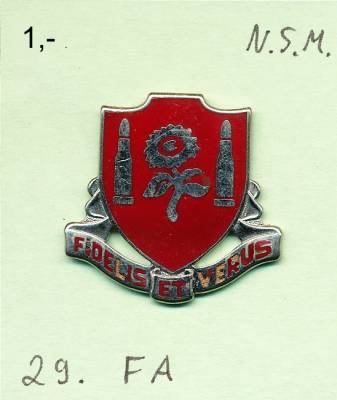Unit Crest 29th Field Artillery, Schrift teils ohne Emaille, Stacheln, N.S. Meyer