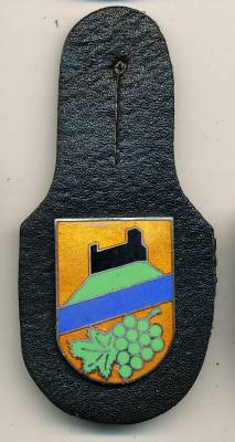 Pocket Badge Area Defense Command 45 NEUSTADT/WEINSTRASSE, hard enamel, pinback, no hallmark