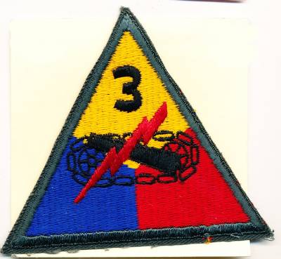 Aufnäher 3rd Armored Division ohne Schrift (alt), flacher Rand, farbig