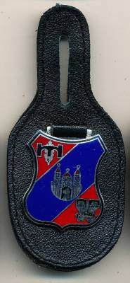 Pocket Badge Armored Engineer Company 10 HOLZMINDEN, towers silver, hard enamel, Zinn