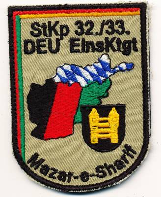 Patch ISAF Mazar-e-Sharif Panzerbrigade 12 AMBERG, HQ Co 32./33. Kontingent, color, with velcro
