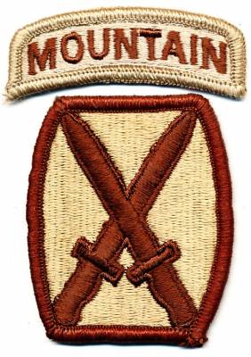 Aufnäher 10th Mountain Division mit MOUNTAIN tab, wüstentarn