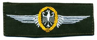 Pilot Wing, silver on olive green, gold wreath