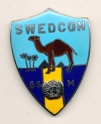 Emailleabzeichen UNO SWEDCON 66 M, Firma Bichay / Kairo