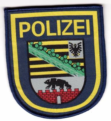 Aufnäher Polizei Sachsen-Anhalt auf blau, gewebt